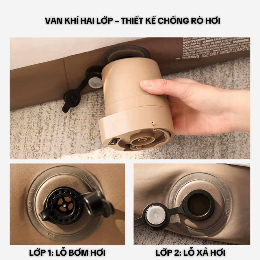 Đệm hơi đôi cao cấp cho lều trại – Đệm hơi dã ngoại mặt nhung chống xẹp - Saigon Outdoor