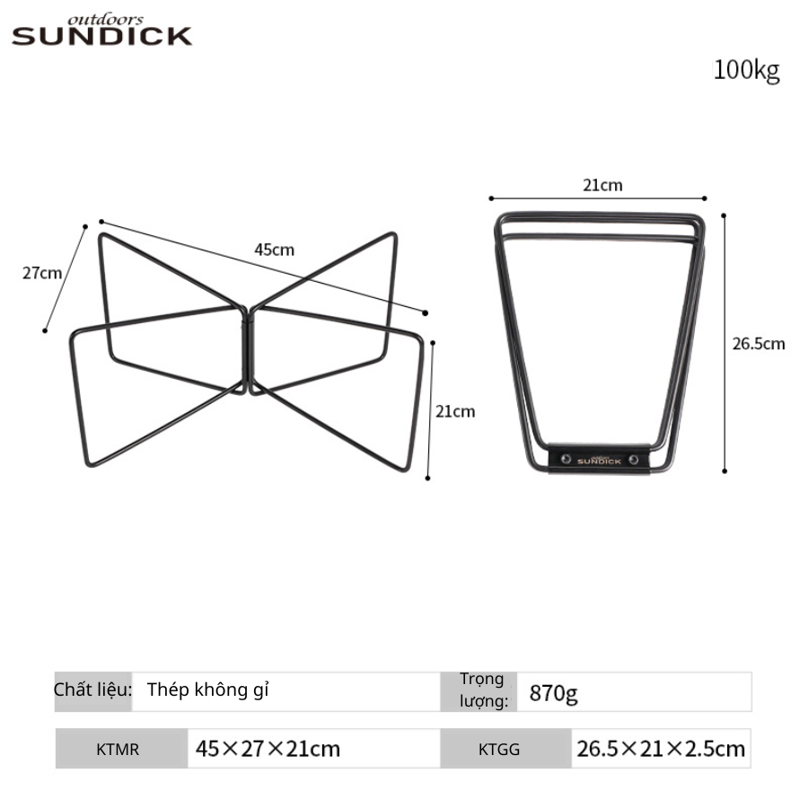 Giá đỡ hộp nhôm cắm trại ngoài trời ShandiKe – Đế hộp giữ nhiệt và chứa đồ – Giá đỡ inox gấp gọn – Mở gấp nhanh chóng