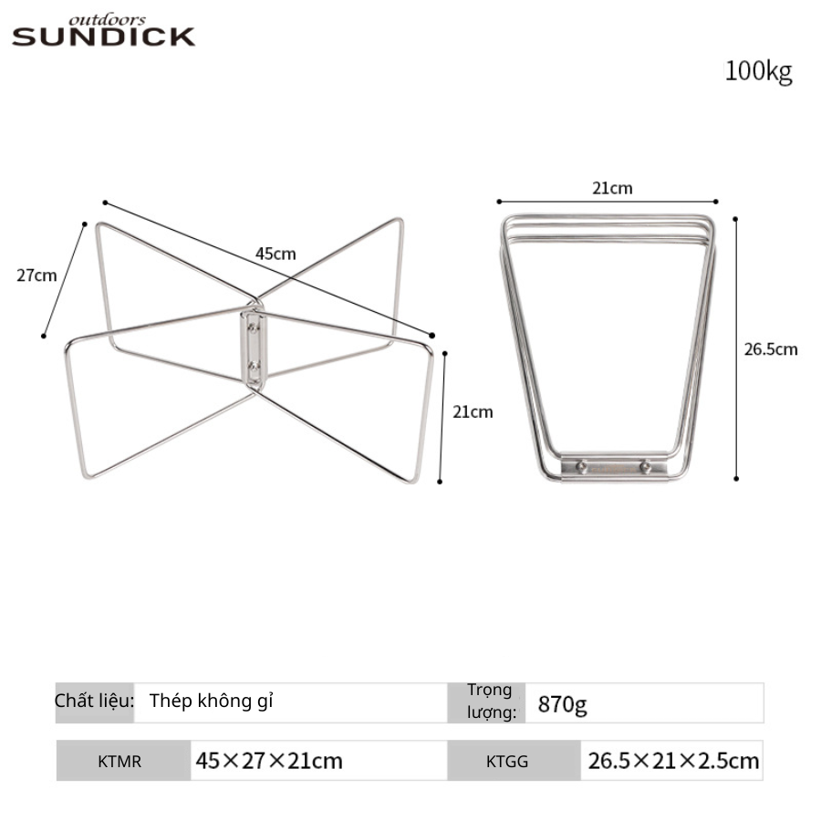 Giá đỡ hộp nhôm cắm trại ngoài trời ShandiKe – Đế hộp giữ nhiệt và chứa đồ – Giá đỡ inox gấp gọn – Mở gấp nhanh chóng