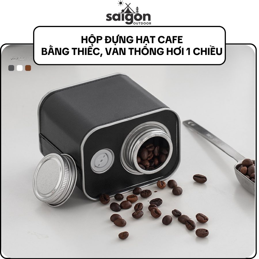 Hộp đựng hạt cà phê bằng thiếc, hộp đựng bột cà phê kín khí, van thông hơi một chiều Saigon Outdoor