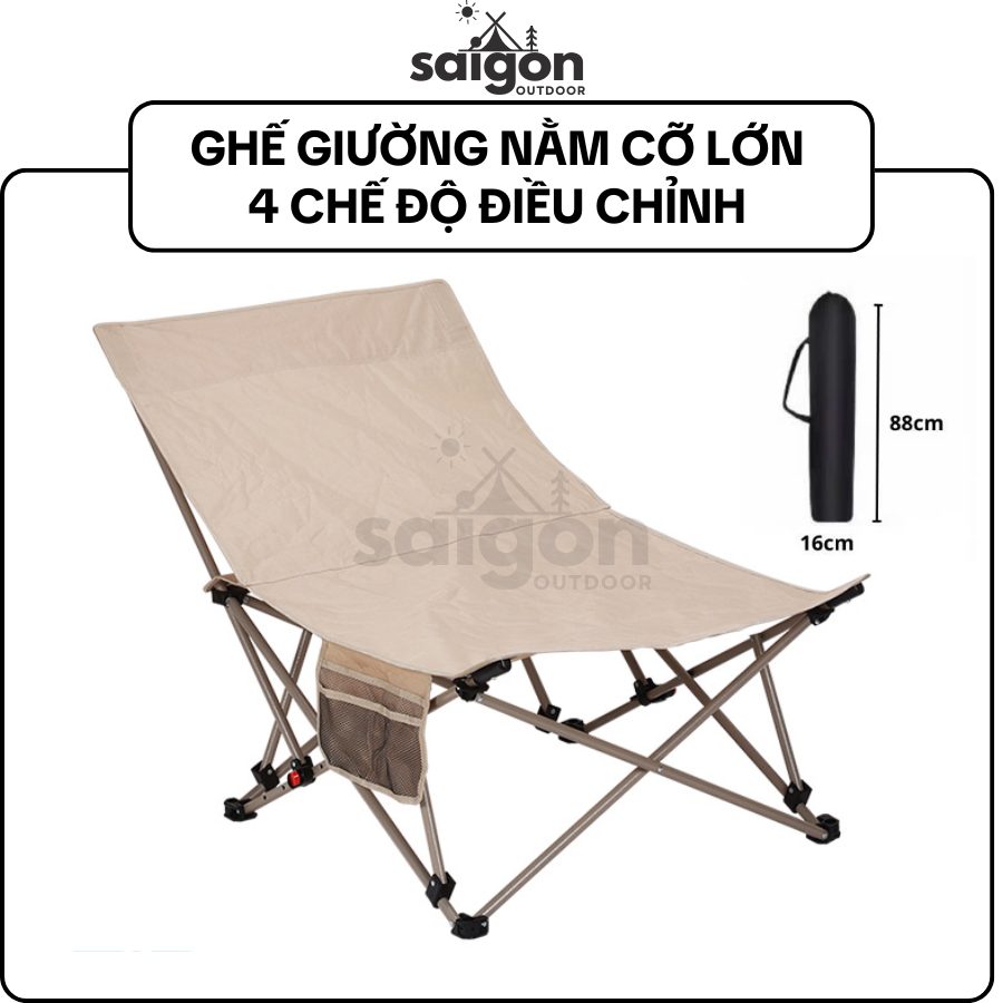 GHẾ GIƯỜNG NẰM - GHẾ GẤP NGOÀI TRỜI – GHẾ NGẢ LƯNG “MẶT TRĂNG” CỠ LỚN 4 CHẾ ĐỘ ĐIỀU CHỈNH SGOD