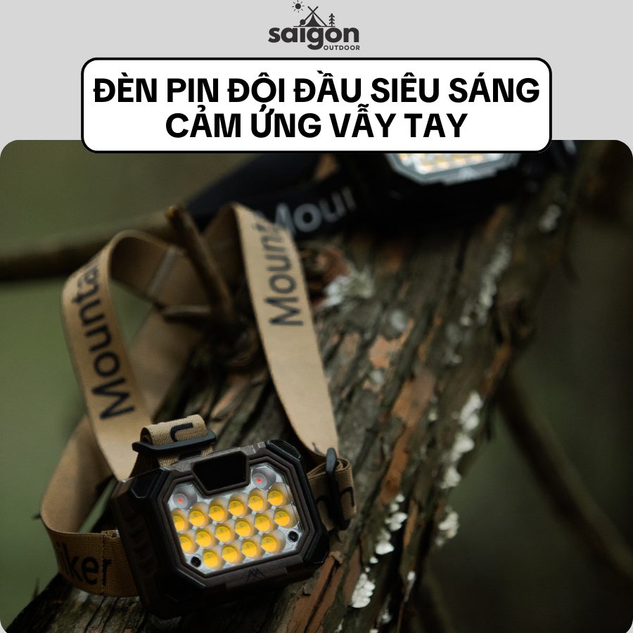 Đèn pin đội đầu siêu sáng cảm ứng vẫy tay – đèn chiếu sáng đa năng, dùng leo núi, đi phượt, sửa xe