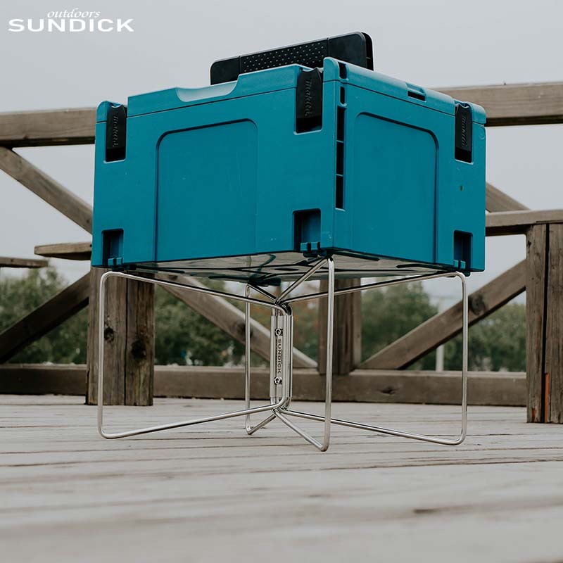 Giá đỡ hộp nhôm cắm trại ngoài trời ShandiKe – Đế hộp giữ nhiệt và chứa đồ – Giá đỡ inox gấp gọn – Mở gấp nhanh chóng
