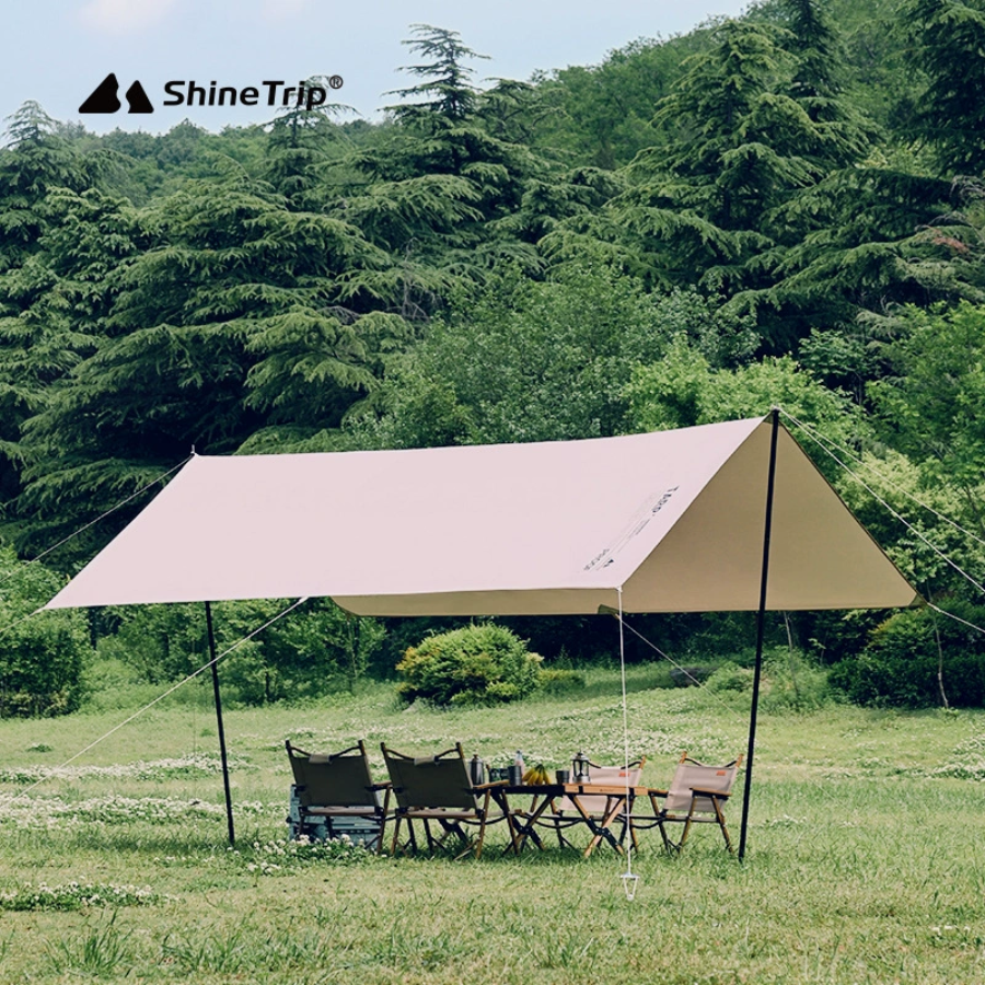 Tăng Dã Ngoại ShineTri 400x292cm - Vải Oxford 150D Phủ Keo Đen Chống Nắng 100%, Chống Nước, Cột Cao 2.3m