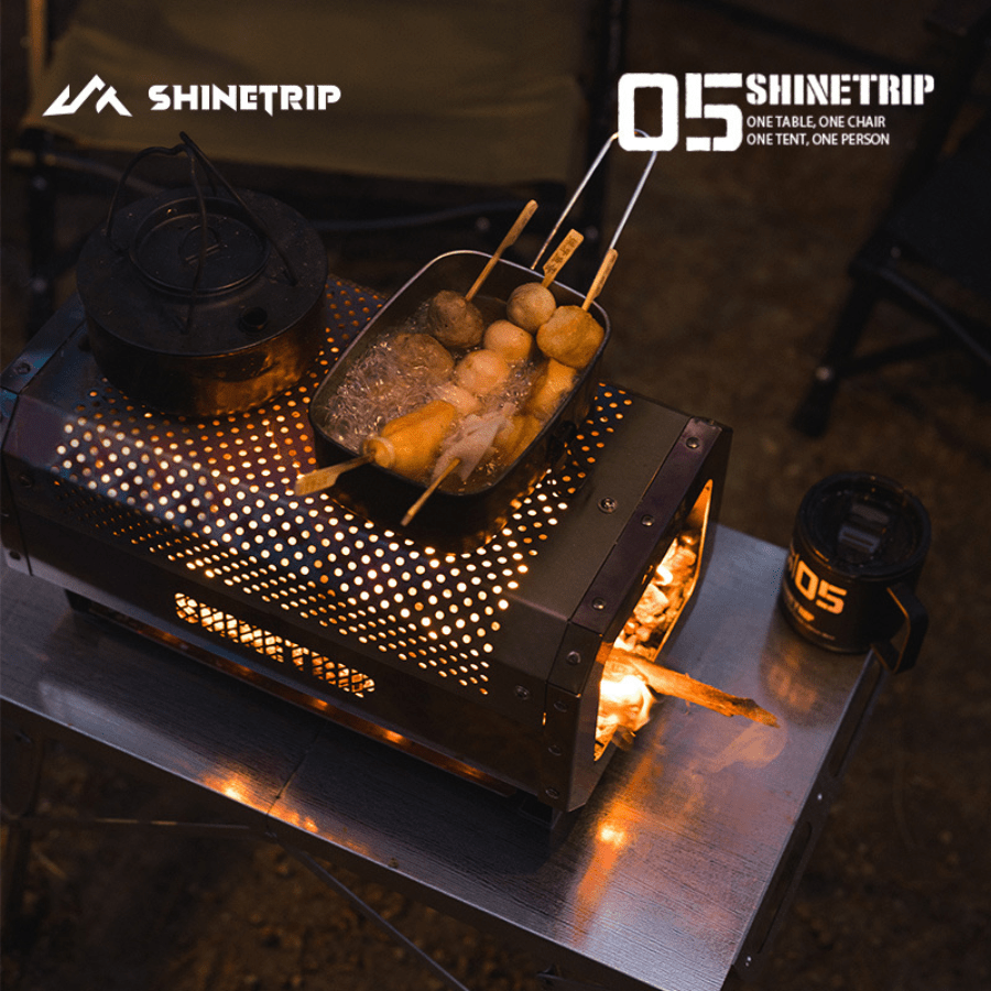 Bếp lửa để bàn dạng tổ ong ShinetTrip 05 làm từ inox, chịu nhiệt cao tới 900°C, phù hợp sưởi ấm, đốt