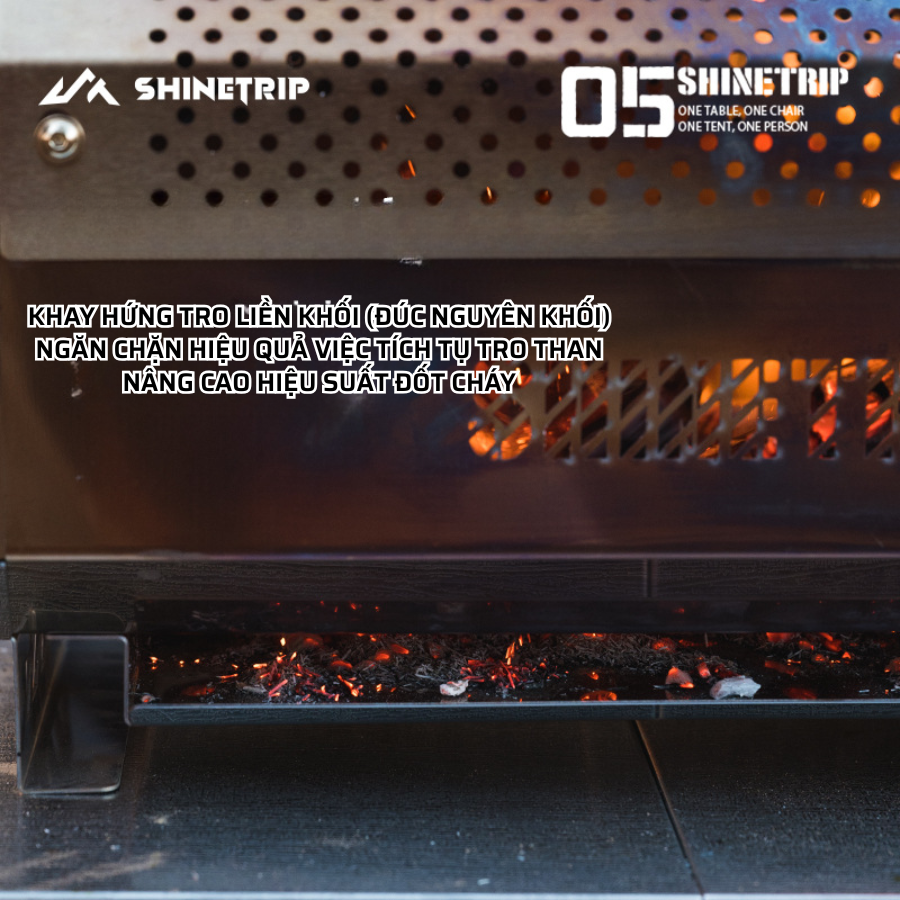 Bếp lửa để bàn dạng tổ ong ShinetTrip 05 làm từ inox, chịu nhiệt cao tới 900°C, phù hợp sưởi ấm, đốt