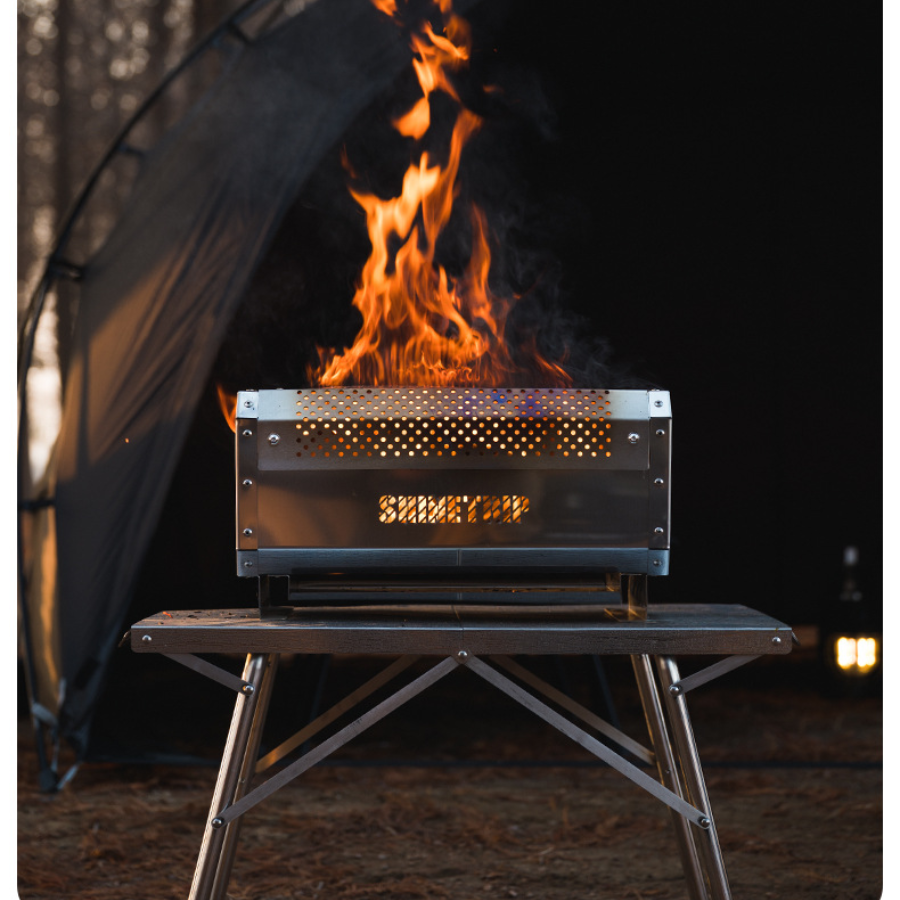 Bếp lửa để bàn dạng tổ ong ShinetTrip 05 làm từ inox, chịu nhiệt cao tới 900°C, phù hợp sưởi ấm, đốt