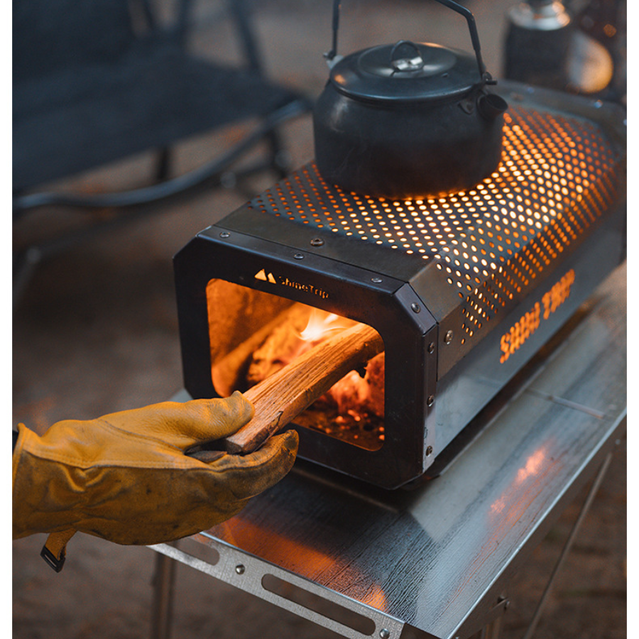 Bếp lửa để bàn dạng tổ ong ShinetTrip 05 làm từ inox, chịu nhiệt cao tới 900°C, phù hợp sưởi ấm, đốt