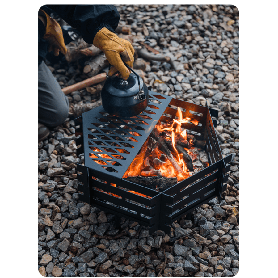 Bếp Lửa Dã Ngoại ShineTrip Gấp Gọn – Khay Đốt Củi Thép Carbon, Bếp Đốt Lửa Camping, BBQ Ngoài Trời