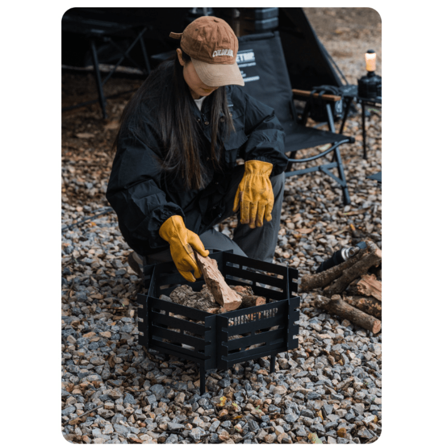 Bếp Lửa Dã Ngoại ShineTrip Gấp Gọn – Khay Đốt Củi Thép Carbon, Bếp Đốt Lửa Camping, BBQ Ngoài Trời