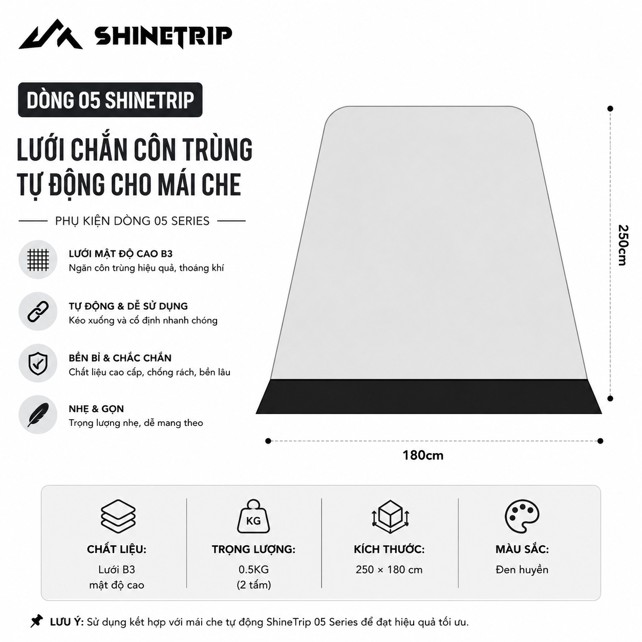Lều Tự Động Mái Vòm SHINETRIP 05 4x4m – Vải Oxford 150D Tráng Bạc, Chống Nắng Mưa, Dã Ngoại Gia Đình