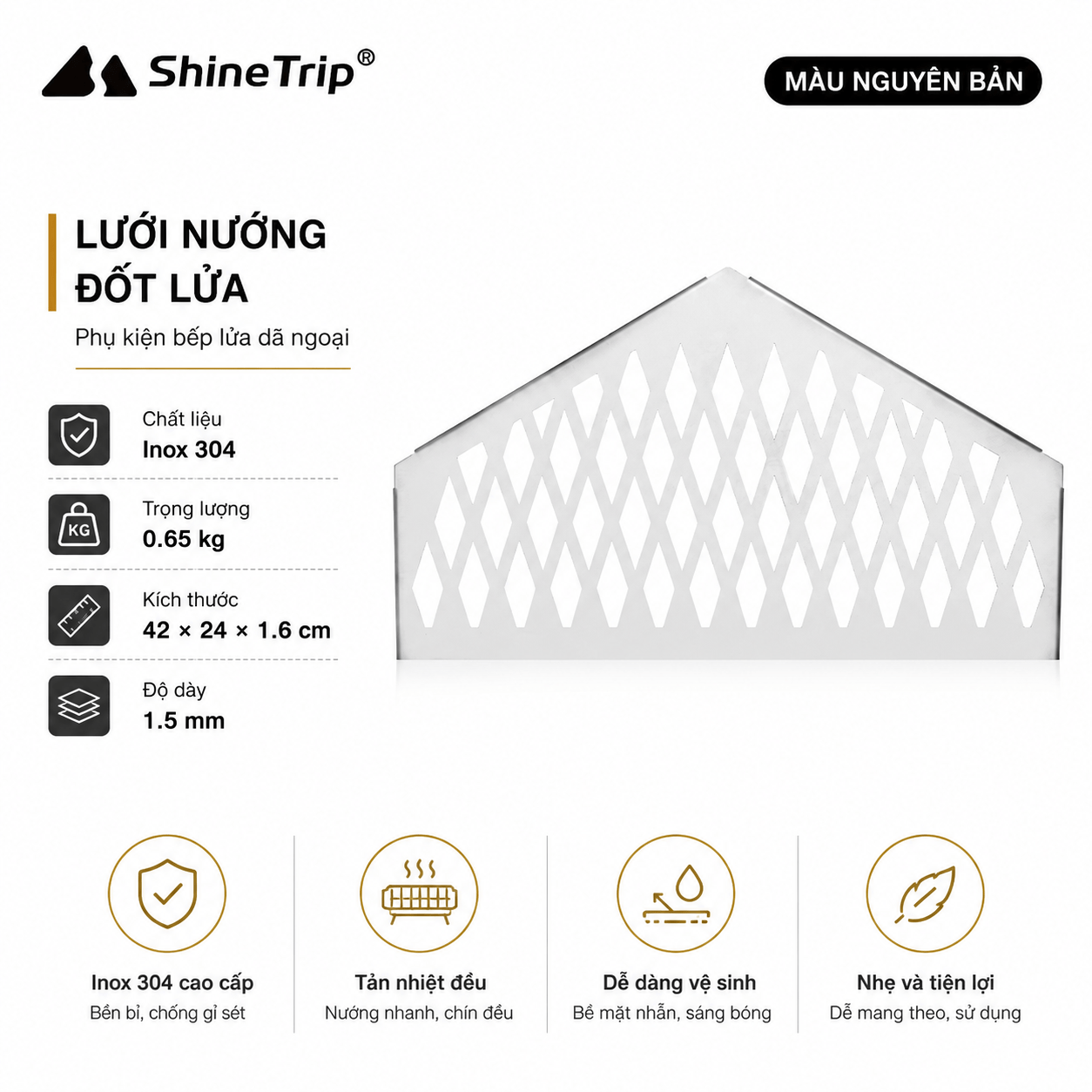 Bếp Lửa Dã Ngoại ShineTrip Gấp Gọn – Khay Đốt Củi Thép Carbon, Bếp Đốt Lửa Camping, BBQ Ngoài Trời