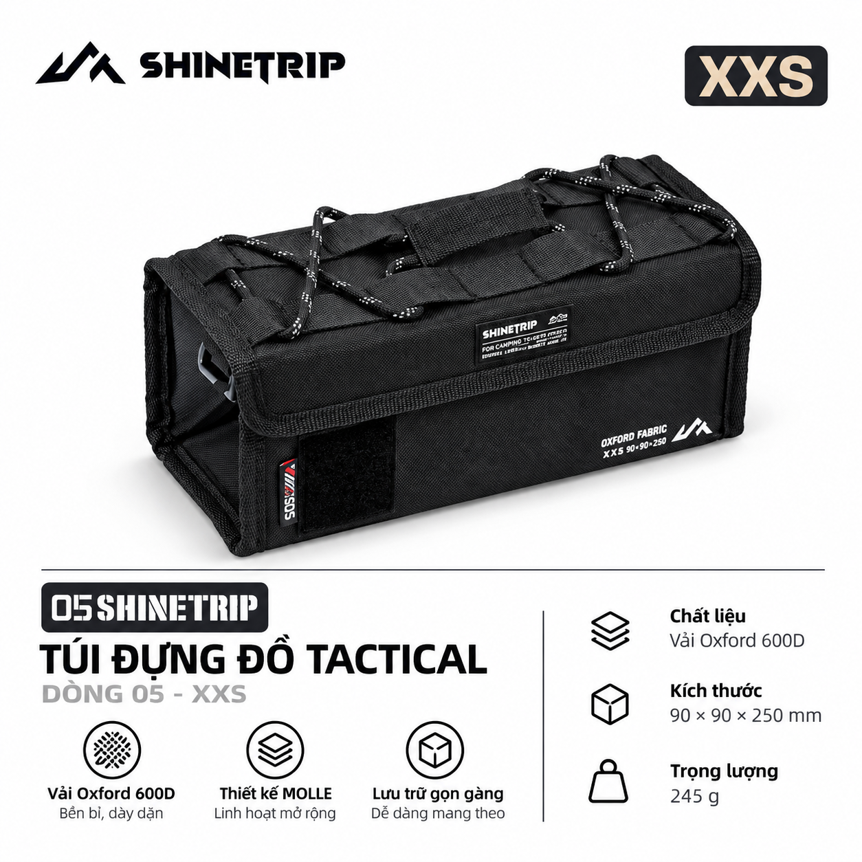Túi Đựng Đồ ShineTrip 05 Tactical - Túi Camping Đa Năng, Treo Hông Thùng/Ghế, Vải Oxford 600D