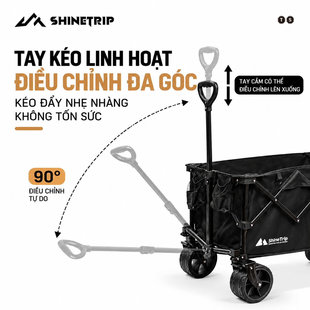 Xe Kéo Gấp Dã Ngoại ST 200L | Xe Kéo Camping Khung Thép Carbon, Vải Oxford 600D, Bánh Lớn Gấp Gọn