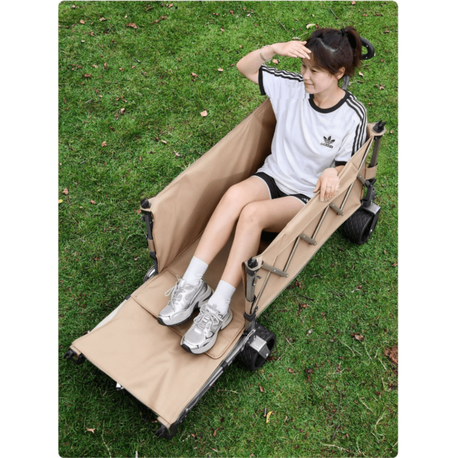 Xe Đẩy Cắm Trại Gấp Gọn Mở Rộng Dung Tích Lớn 200L-300L, Xe Kéo Dã Ngoại Có Phanh Kép, Khung Thép Q195