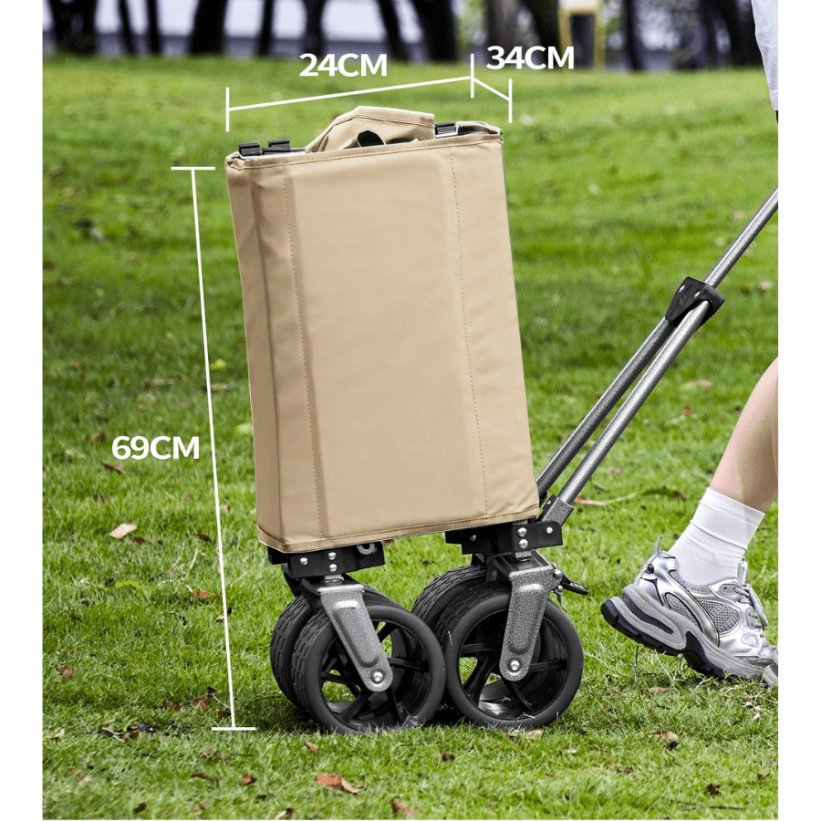 Xe Đẩy Cắm Trại Gấp Gọn Mở Rộng Dung Tích Lớn 200L-300L, Xe Kéo Dã Ngoại Có Phanh Kép, Khung Thép Q195