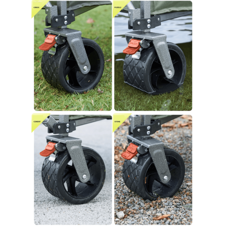 Xe Đẩy Cắm Trại Gấp Gọn Mở Rộng Dung Tích Lớn 200L-300L, Xe Kéo Dã Ngoại Có Phanh Kép, Khung Thép Q195