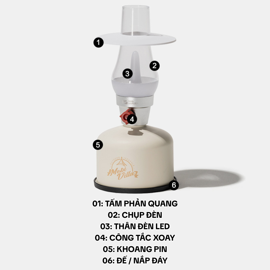 Đèn Cắm Trại Cổ Điển Mobi Garden – Đèn LED Camping Sạc USB, Điều Chỉnh Độ Sáng Vô Cấp, Pin 3200mAh