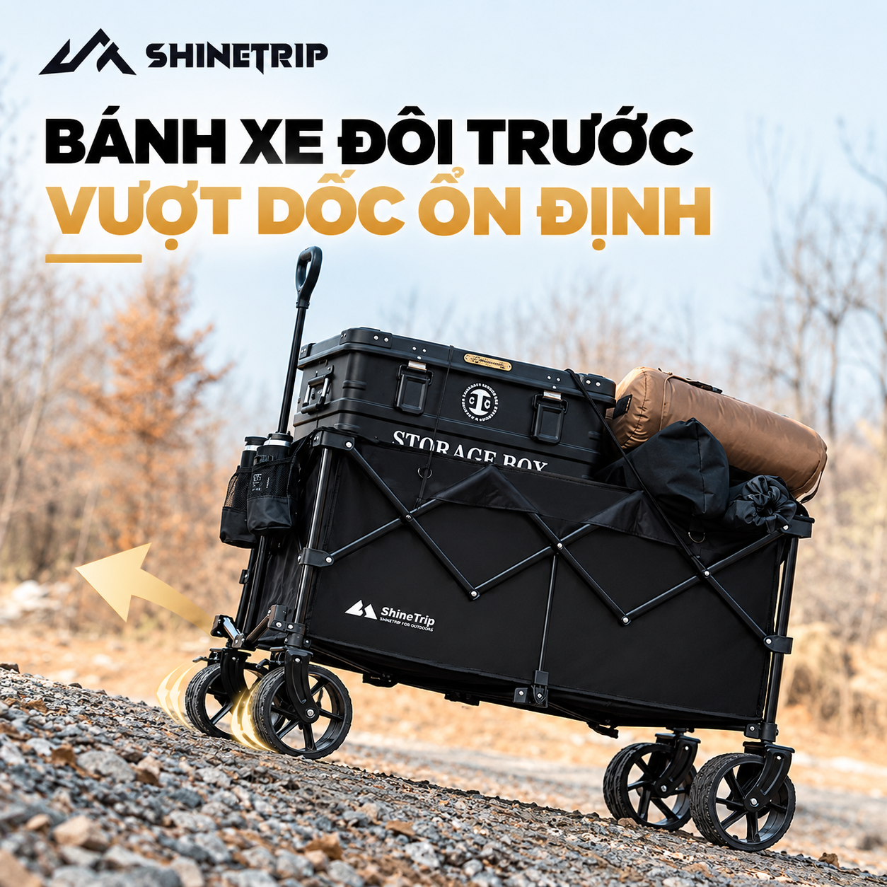 Xe Kéo Gấp Dã Ngoại ST 200L | Xe Kéo Camping Khung Thép Carbon, Vải Oxford 600D, Bánh Lớn Gấp Gọn