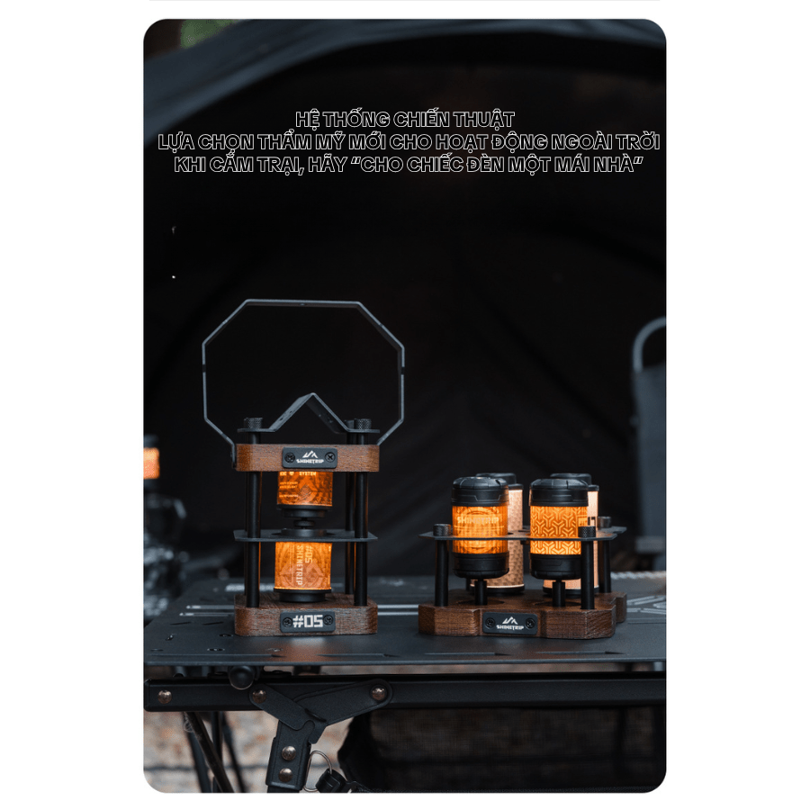 Giá Đỡ Đèn Cắm Trại SHINETRIP 05 Đế Đèn Chiến Thuật Lò Gốm, Gỗ Sồi & Thép 304, Phụ Kiện Camping Cao Cấp