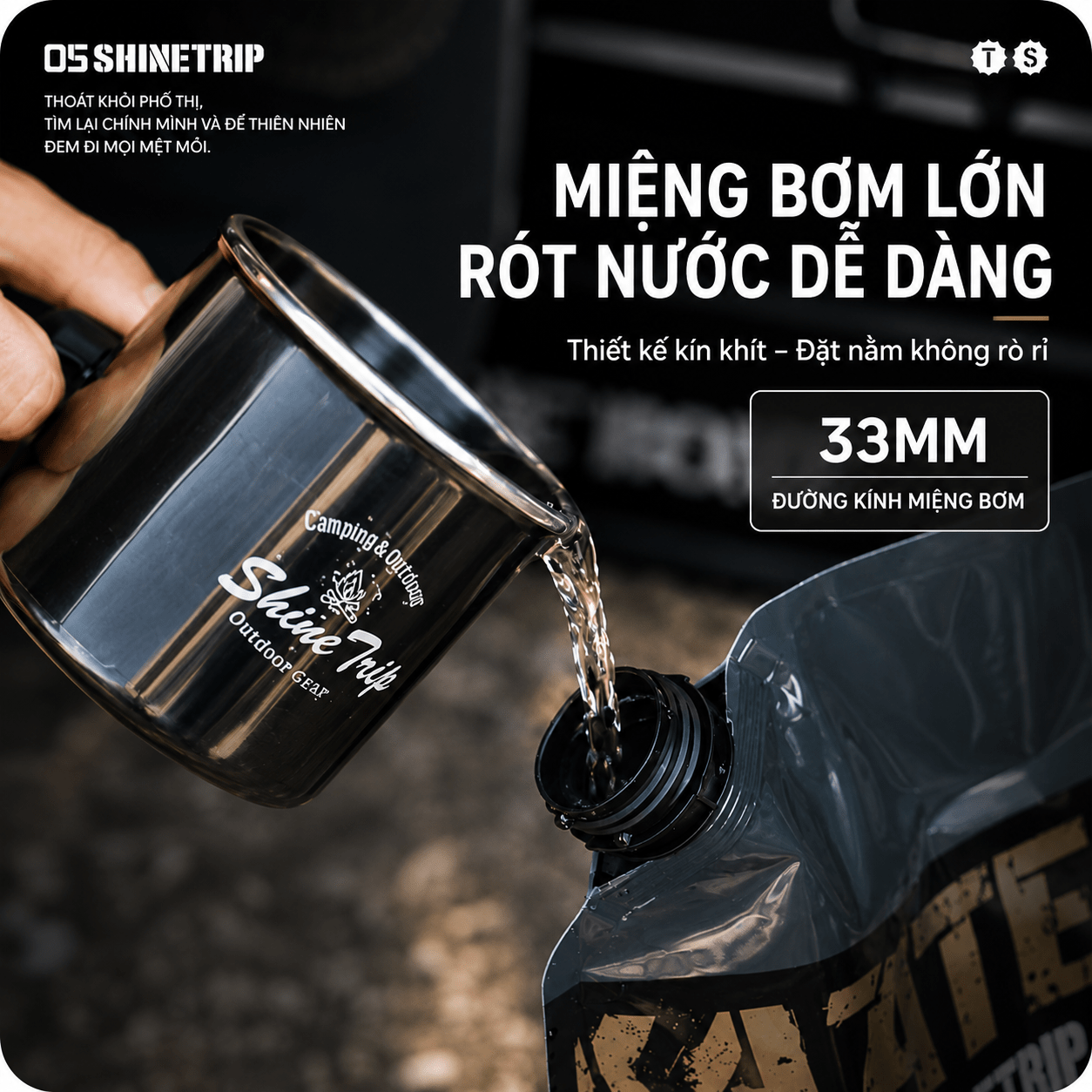 Túi Đựng Nước Camping ShineTrip 8L Can Nước Dã Ngoại Gấp Gọn, Van Xả Điều Chỉnh Lưu Lượng, Chịu Lực Cao