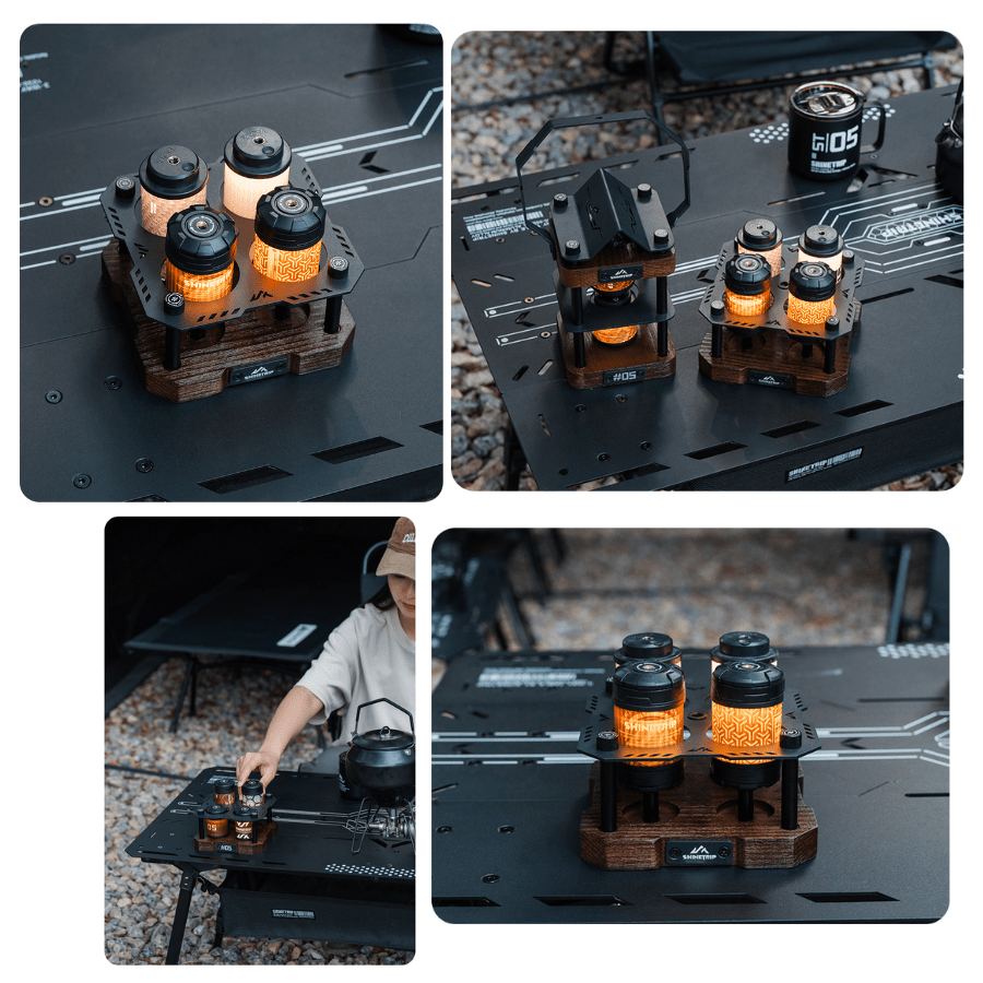 Giá Đỡ Đèn Cắm Trại SHINETRIP 05 Đế Đèn Chiến Thuật Lò Gốm, Gỗ Sồi & Thép 304, Phụ Kiện Camping Cao Cấp