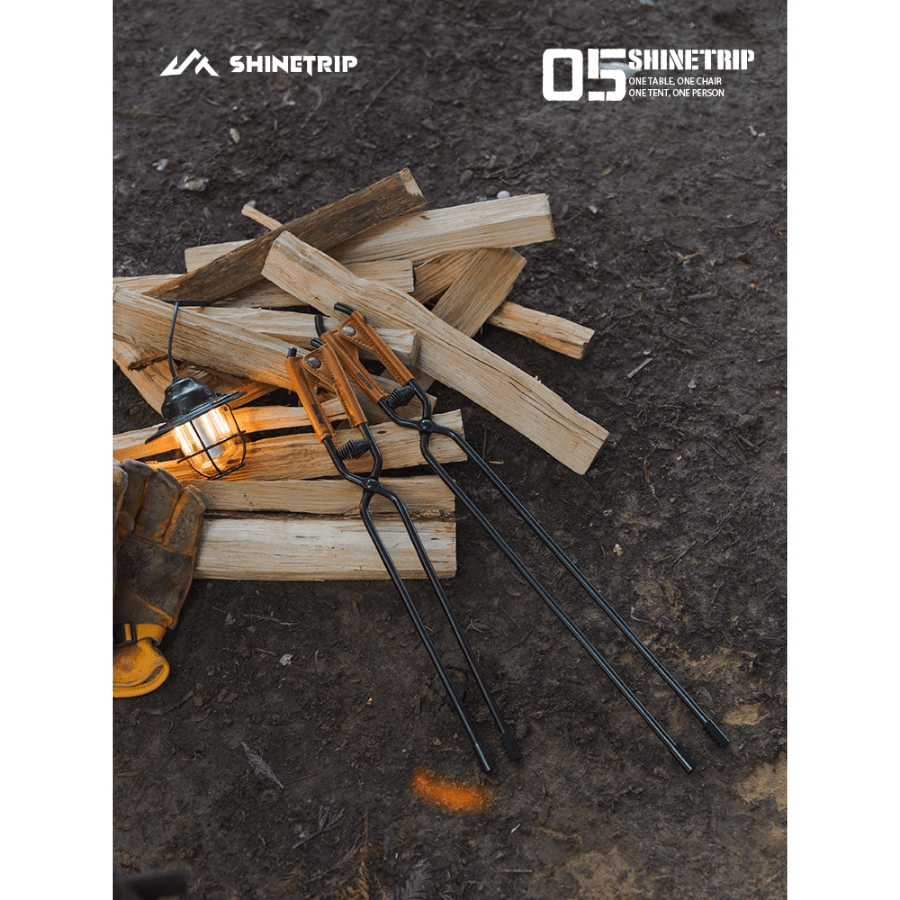 Kẹp Gắp Than Củi Dã Ngoại SHINETRIP 05 Thép Carbon Có Lò Xo Trợ Lực, Răng Cưa Chống Trượt  Dài 44cm/55cm