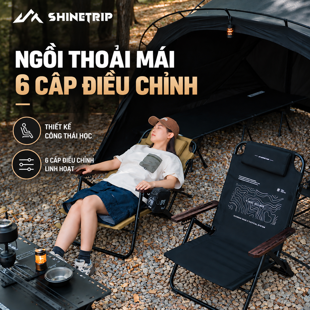 Ghế Xếp Camping Cao Cấp 6 Chế Độ | Khung Nhôm 6063 Bền Nhẹ, Vải 900D Siêu Bền