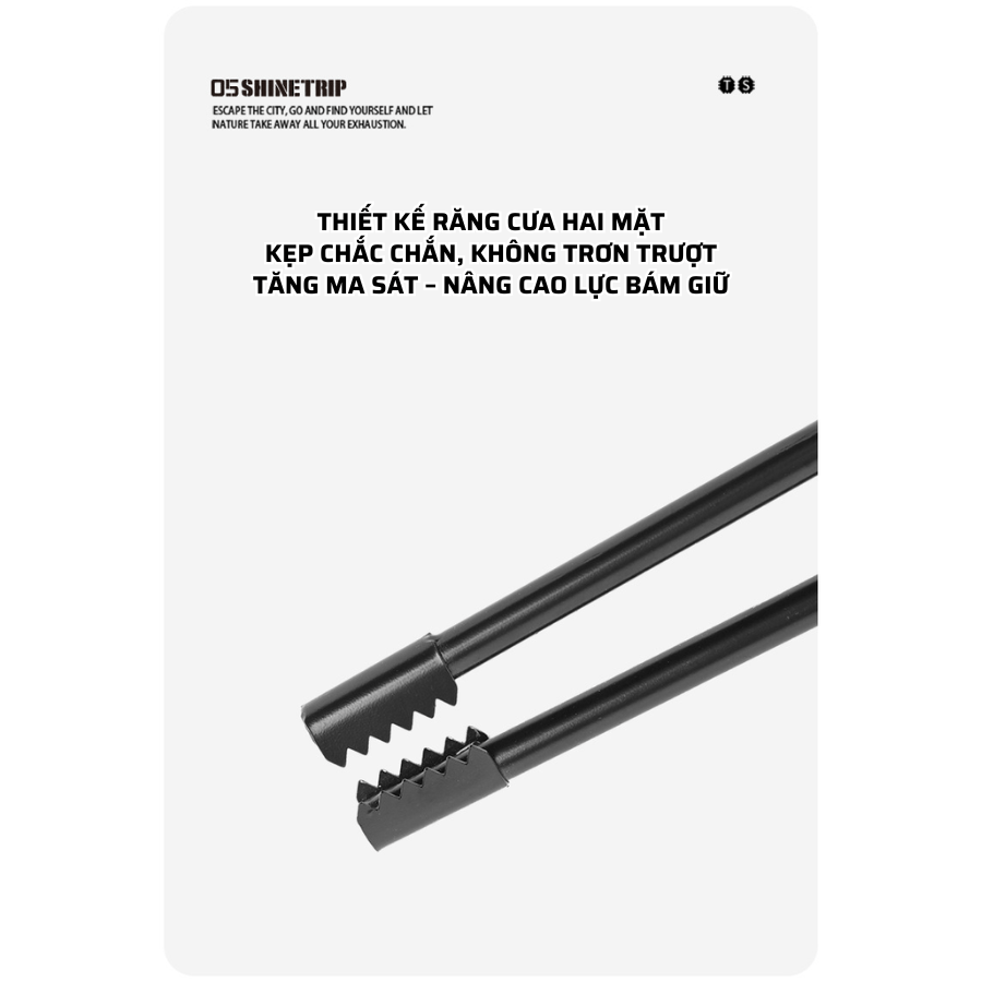 Kẹp Gắp Than Củi Dã Ngoại SHINETRIP 05 Thép Carbon Có Lò Xo Trợ Lực, Răng Cưa Chống Trượt Dài 44cm/55cm