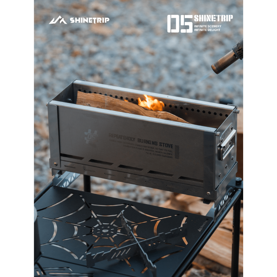 Bếp Đốt Củi Dã Ngoại SHINETRIP 05 Bếp Đốt Thứ Cấp Ít Khói Inox 430 Gấp Gọn Dùng Camping BBQ Ngoài Trời