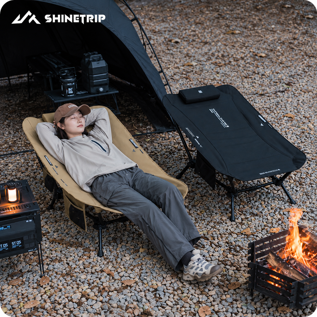 Giường Ghế Xếp Dã Ngoại SHINETRIP Có Tựa Đầu | Giường Ngủ Camping Gấp Gọn Khung Nhôm 7075