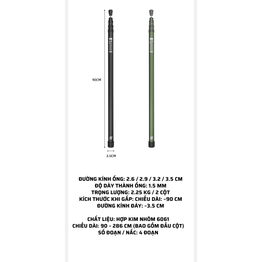 Cột Dựng Tăng Bạt SHINETRIP O5 - Nhôm 6061 Cao Cấp, Thu Gọn & Kéo Dài, Chịu Lực Tốt (2 Cột)