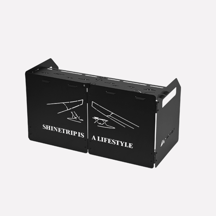 Tấm Chắn Gió Bếp Gas Dã Ngoại ShineTrip Gấp 4 Thép Carbon 1mm Siêu Bền Có Kệ Để Gia Vị