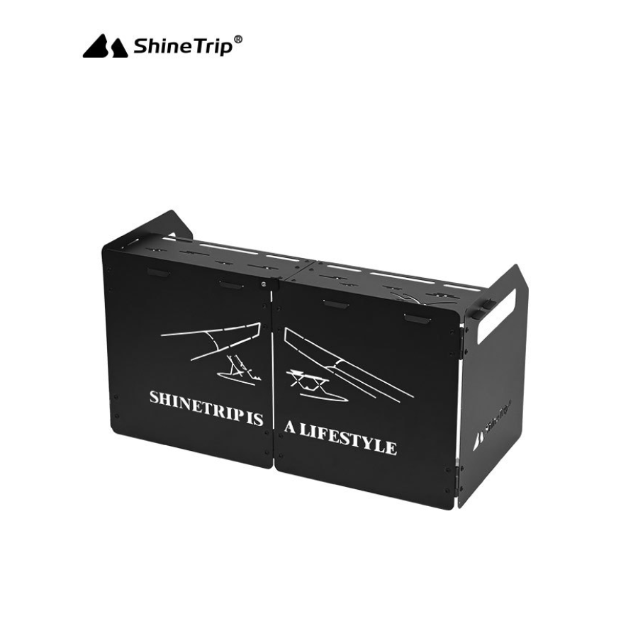 Tấm Chắn Gió Bếp Gas Dã Ngoại ShineTrip Gấp 4 Thép Carbon 1mm Siêu Bền Có Kệ Để Gia Vị
