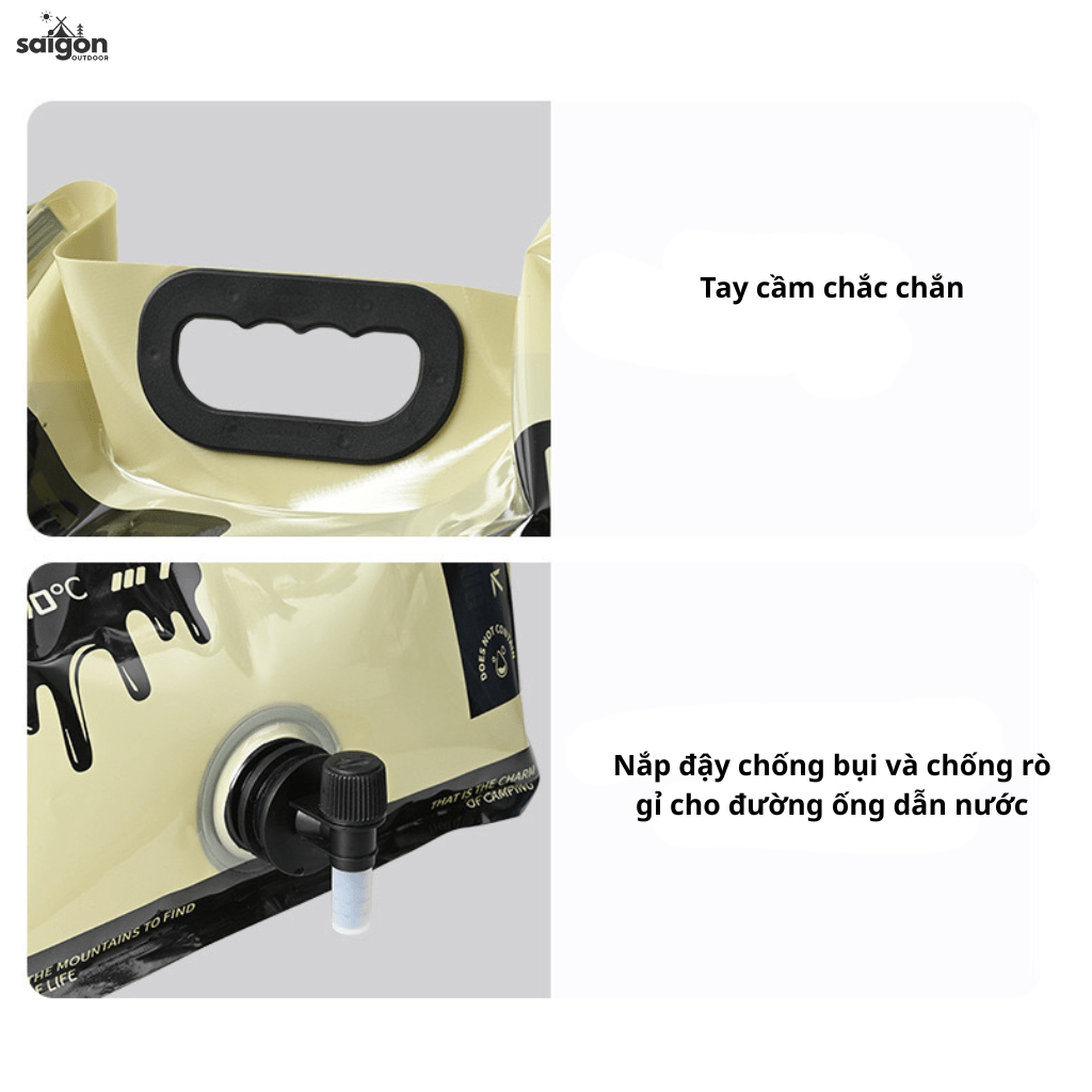 Túi Đựng Nước Camping ShineTrip 8L Can Nước Dã Ngoại Gấp Gọn, Van Xả Điều Chỉnh Lưu Lượng, Chịu Lực Cao