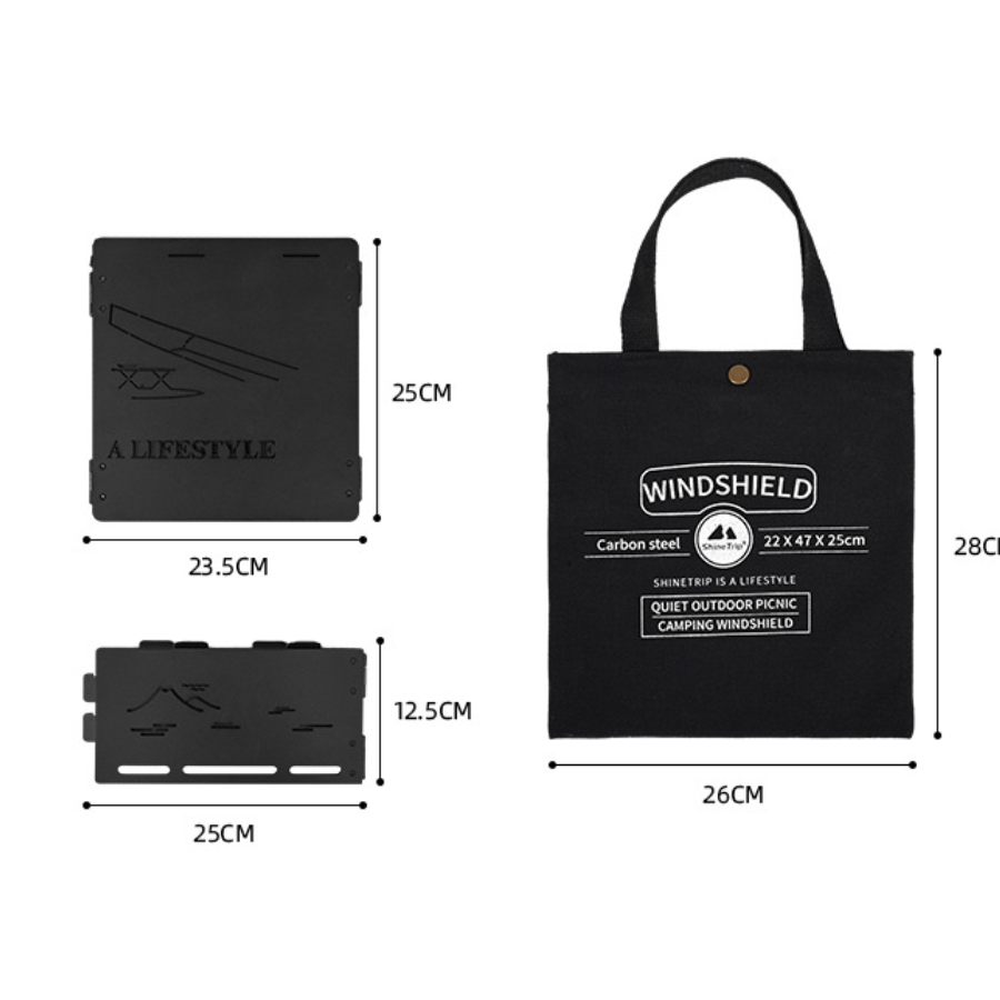 Tấm Chắn Gió Bếp Gas Dã Ngoại ShineTrip Gấp 4 Thép Carbon 1mm Siêu Bền Có Kệ Để Gia Vị