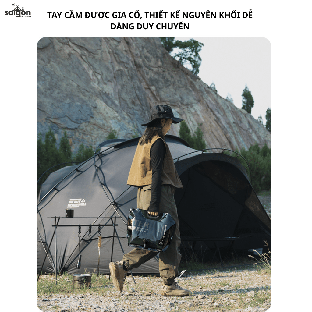 Túi Đựng Nước Camping ShineTrip 8L Can Nước Dã Ngoại Gấp Gọn, Van Xả Điều Chỉnh Lưu Lượng, Chịu Lực Cao