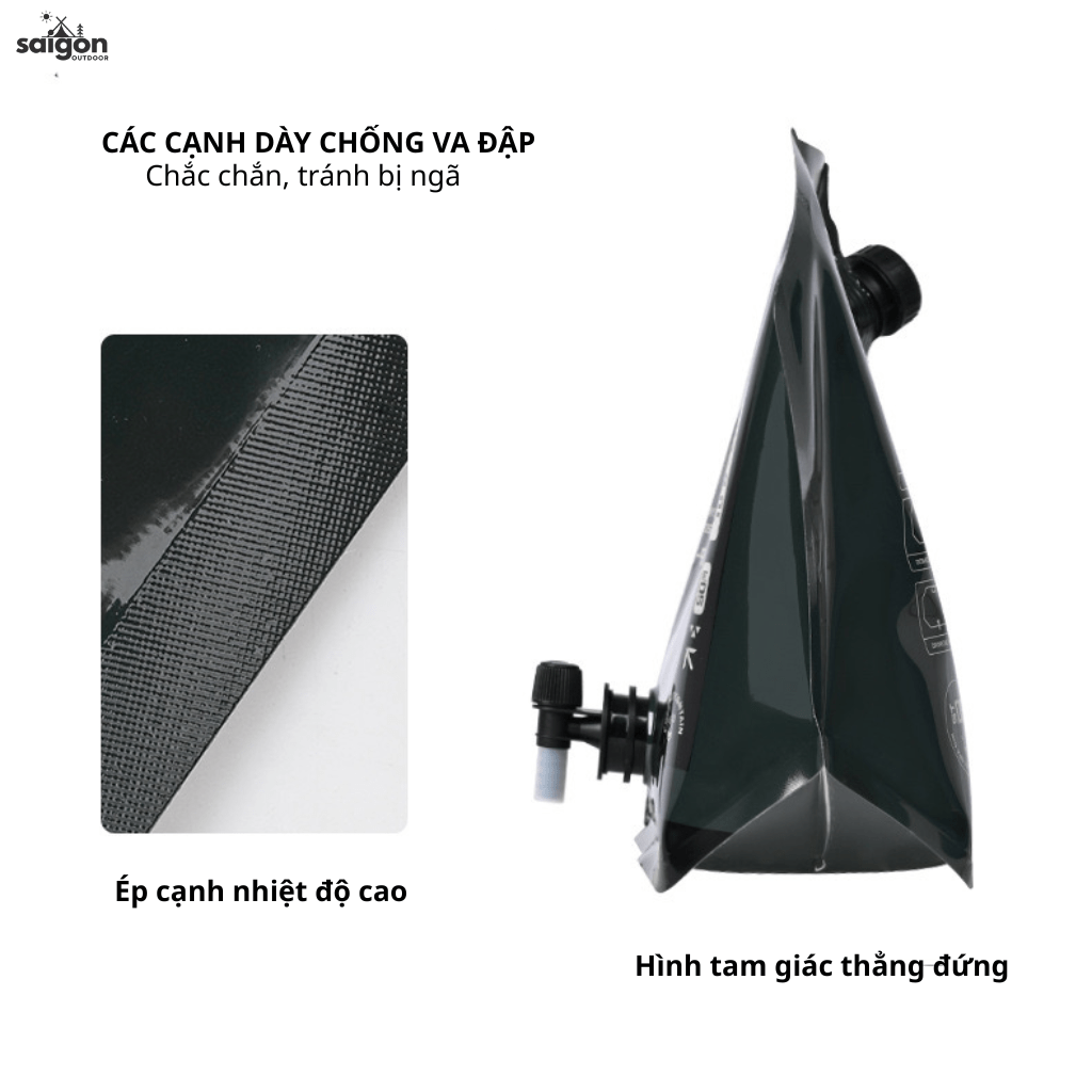 Túi Đựng Nước Camping ShineTrip 8L Can Nước Dã Ngoại Gấp Gọn, Van Xả Điều Chỉnh Lưu Lượng, Chịu Lực Cao