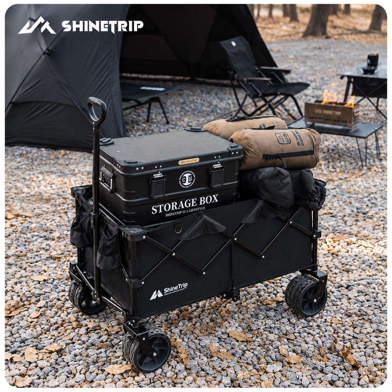 Xe Kéo Gấp Dã Ngoại ST 200L | Xe Kéo Camping Khung Thép Carbon, Vải Oxford 600D, Bánh Lớn Gấp Gọn