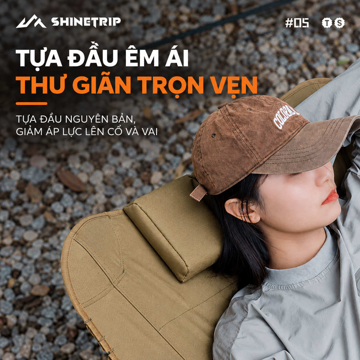 Giường Ghế Xếp Dã Ngoại SHINETRIP Có Tựa Đầu | Giường Ngủ Camping Gấp Gọn Khung Nhôm 7075