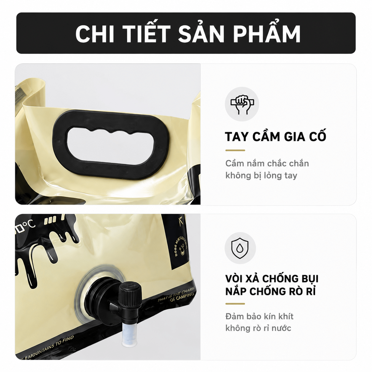 Túi Đựng Nước Camping ShineTrip 8L Can Nước Dã Ngoại Gấp Gọn, Van Xả Điều Chỉnh Lưu Lượng, Chịu Lực Cao