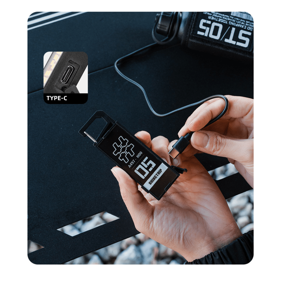 Đèn Camping Mini SHINETRIP 05  Đèn LED Dã Ngoại Móc Treo Chiến Thuật, 8 Chế Độ Sáng, Type-C, Nhẹ 36g