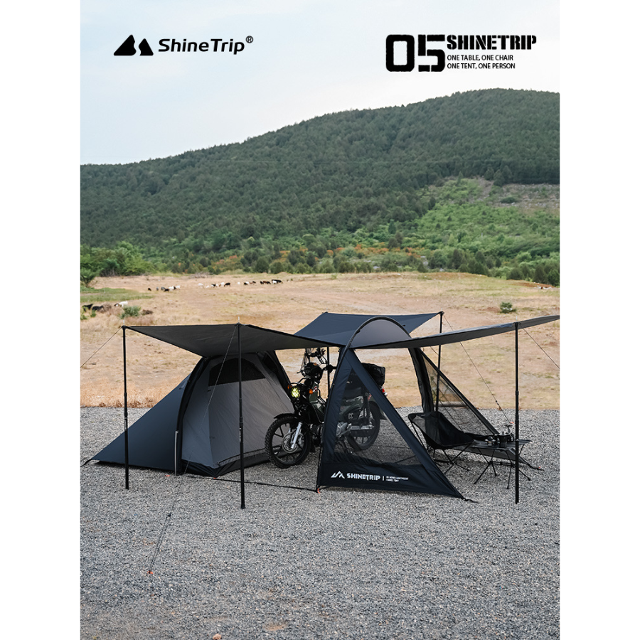 Lều Cắm Trại Đường Hầm ShineTrip – Lều Dã Ngoại Nhẹ, Chứa Xe Máy, Khung Nhôm 7001, Vải Oxford 150D