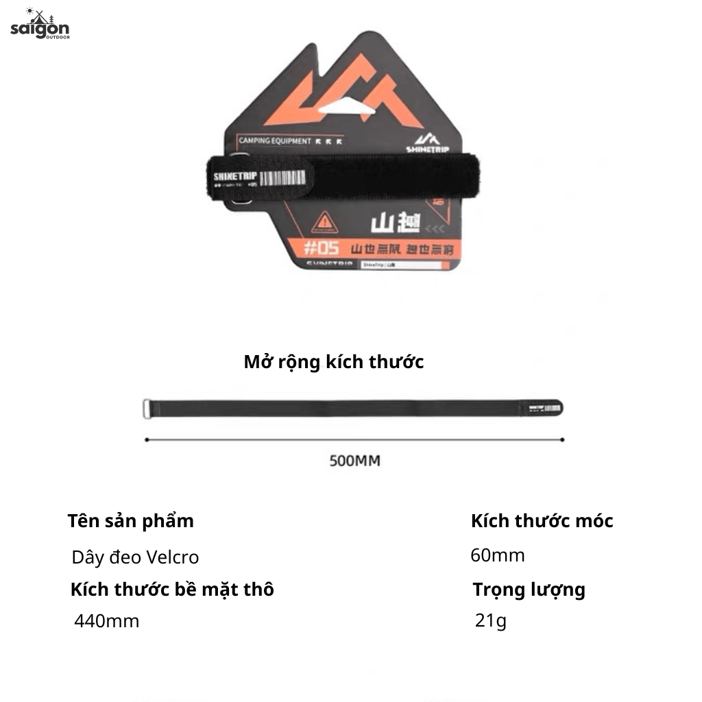 Dây Đeo Velcro #05 Cao Cấp – Dây Dán Cố Định Đồ Camping, Bàn Ghế Gấp, Gậy Lều – Bền Chắc, Dễ Điều Chỉnh