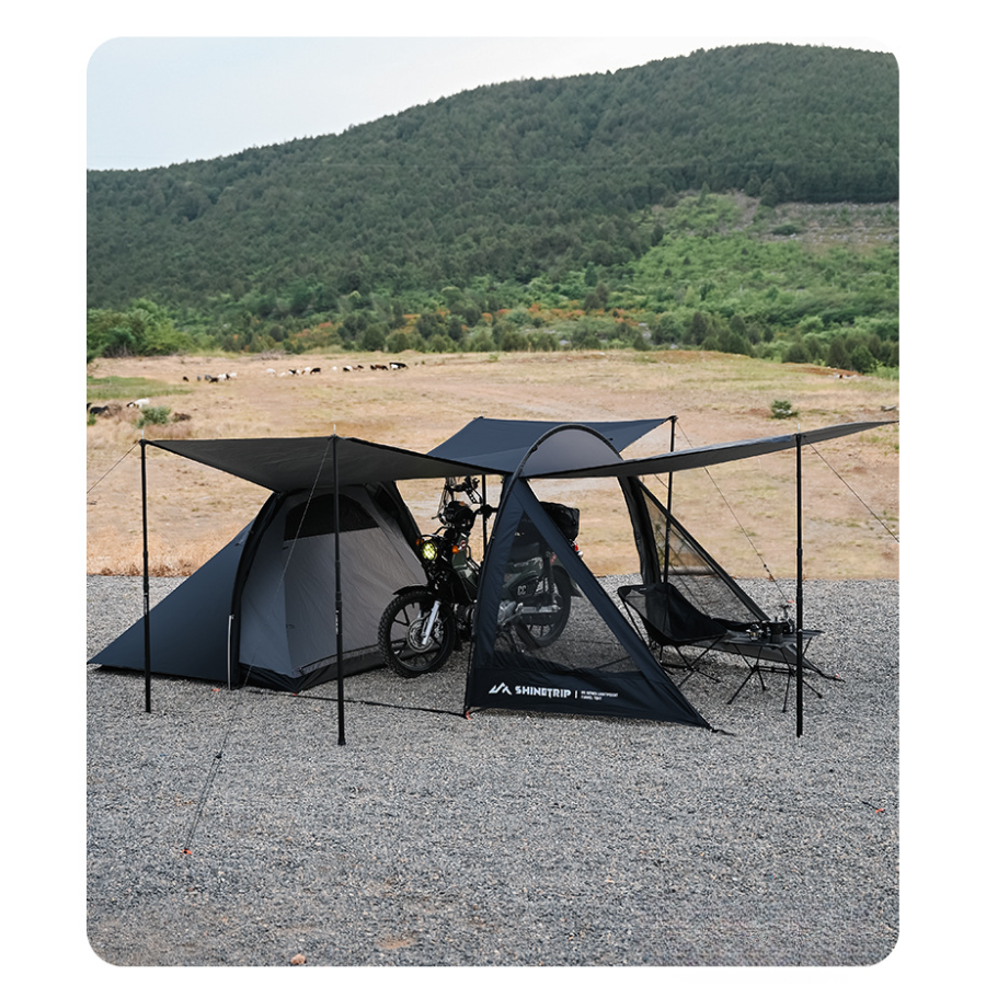Lều Cắm Trại Đường Hầm ShineTrip – Lều Dã Ngoại Nhẹ, Chứa Xe Máy, Khung Nhôm 7001, Vải Oxford 150D