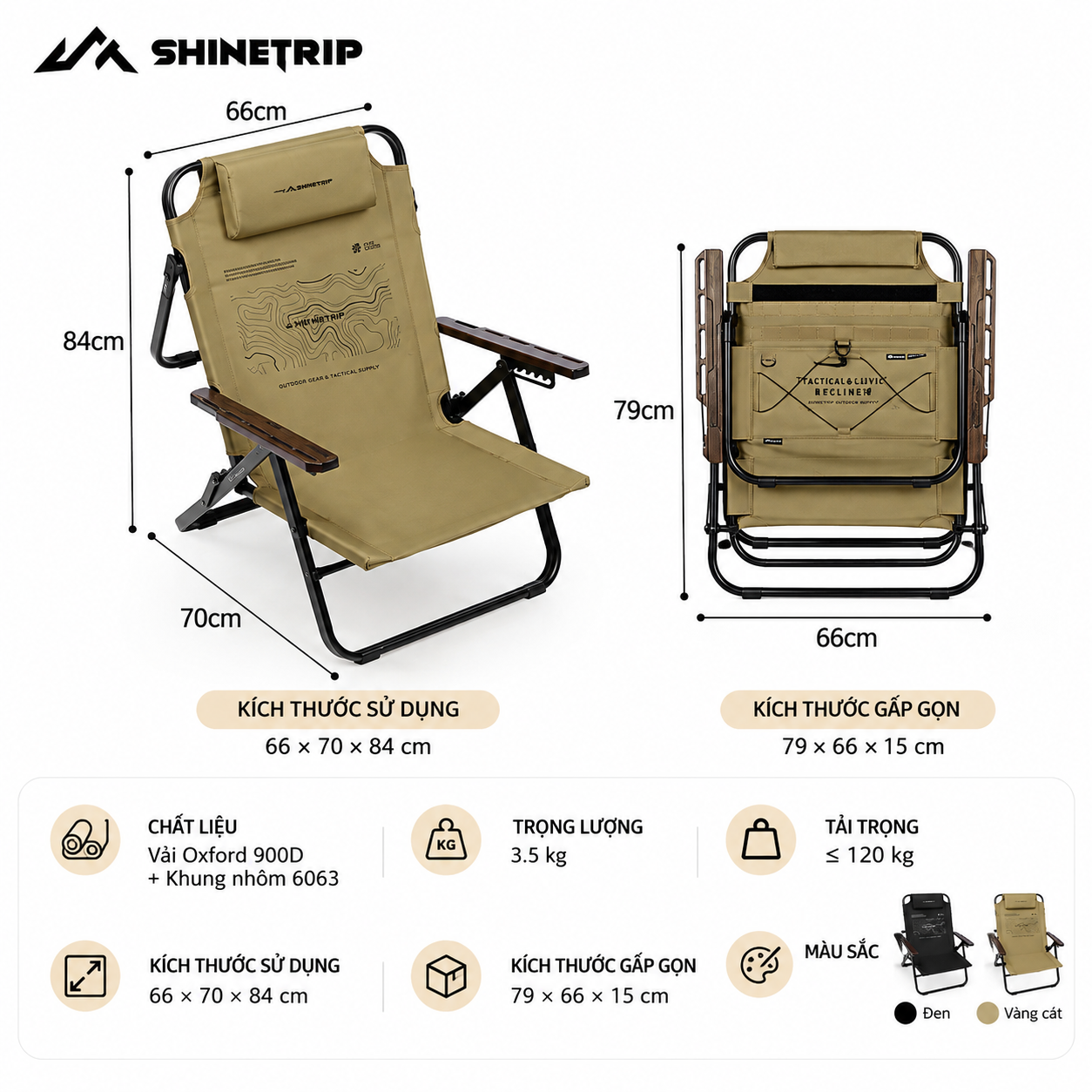 Ghế Xếp Camping Cao Cấp 6 Chế Độ | Khung Nhôm 6063 Bền Nhẹ, Vải 900D Siêu Bền