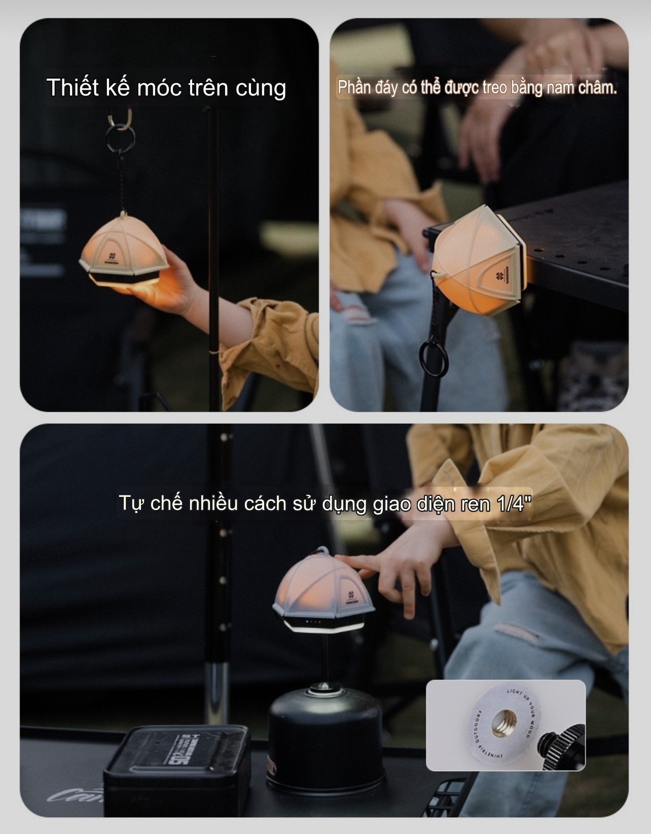 Đèn Lều Camping SHINETRIP 05 Đèn LED Ánh Sáng Dịu 360°, Chạm Cảm Ứng, Treo Móc & Nam Châm, Chống Nước IPX4