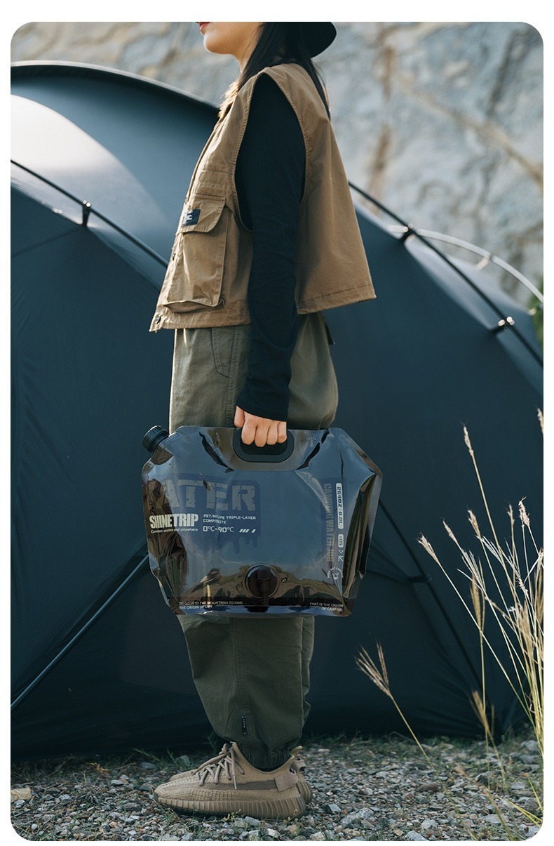 Túi Đựng Nước Camping ShineTrip 8L Can Nước Dã Ngoại Gấp Gọn, Van Xả Điều Chỉnh Lưu Lượng, Chịu Lực Cao