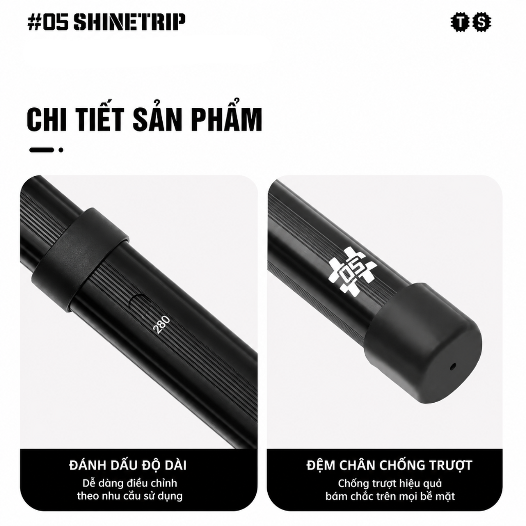 Cột Dựng Tăng Bạt SHINETRIP O5 - Nhôm 6061 Cao Cấp, Thu Gọn & Kéo Dài, Chịu Lực Tốt (2 Cột)