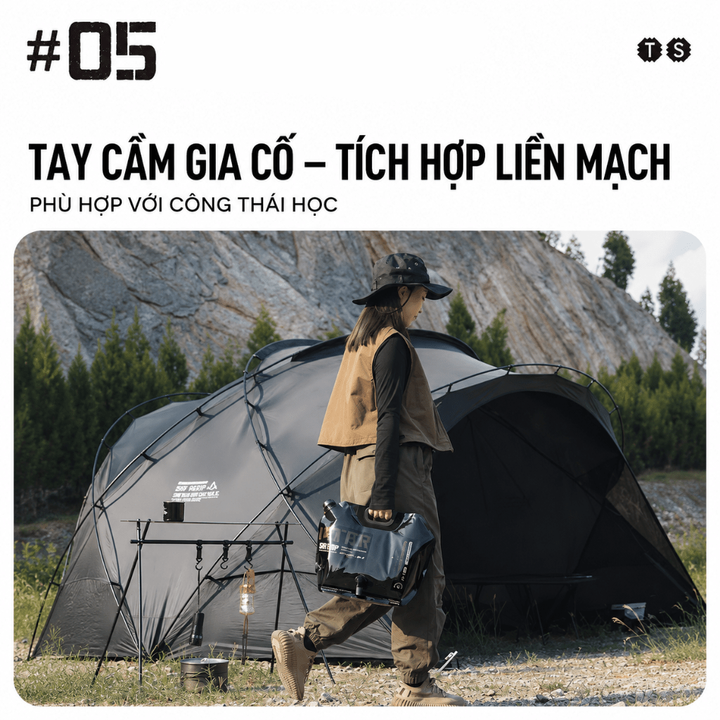 Túi Đựng Nước Camping ShineTrip 8L Can Nước Dã Ngoại Gấp Gọn, Van Xả Điều Chỉnh Lưu Lượng, Chịu Lực Cao